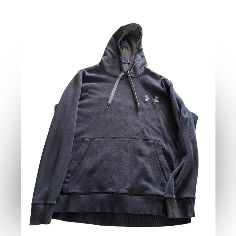 Mens Under Armour Hoodie Athletic Pullover Size MEDIUM Navy Blue Polyester
